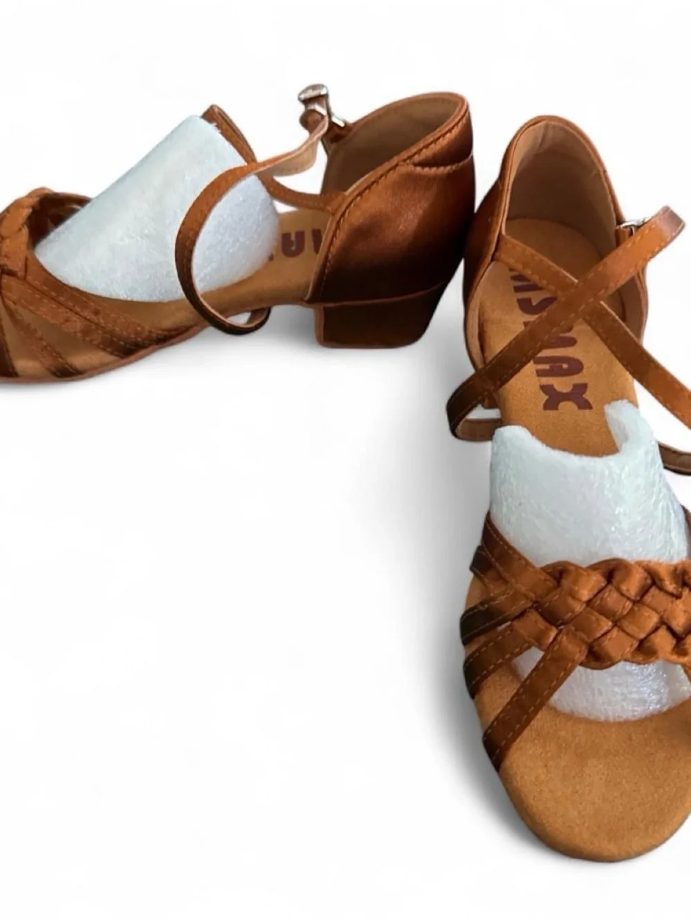 Kids Braided Satin Dress Sandals in Brown